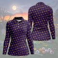 Purple Gravestone Bat Halloween Pattern Polo Shirt, Golf Polo For Women, Ladies Golf Top