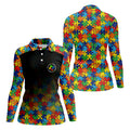 Acceptance Awareness Understanding Autism Awareness Puzzle Pattern Black Fade Women's Golf Tops