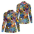 Blue And Yellow Fluid Art Cool Golf Shirt, Women's Golf Tops, Ladies Golf Shirts, Women's Polo Shirt
