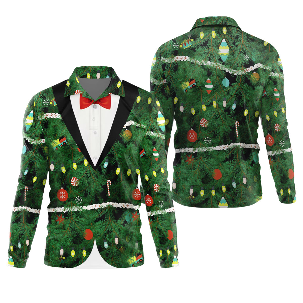 Christmas Tree Needles Green Festive Men's Golf Polo Shirts, Christmas Golf Shirt, Golf Gift For Men