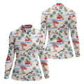 Summer Chihuahua Paradise Pattern Hawaiian Golf Polo, Golf Tops For Women, Golfing Apparel