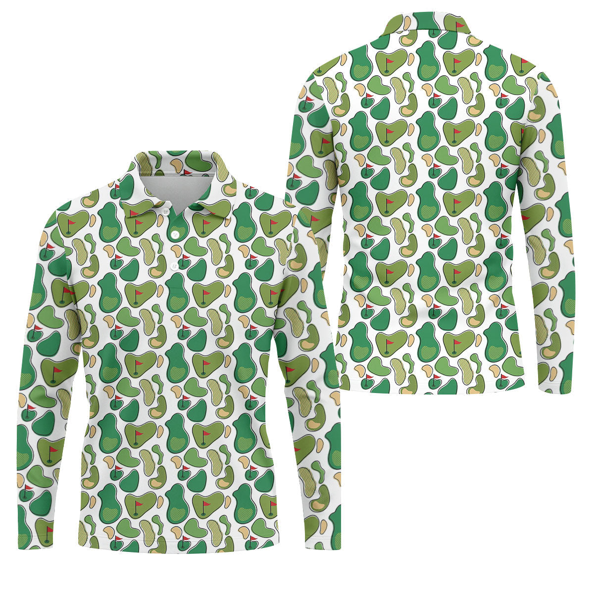 Mini Golf Course Seamless Pattern Men's Golf Polo Shirts, Performance Golf Polos, Golf Shirts For Men