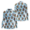 Funny Surfing Santa Bigfoot Christmas Polo Shirt, Womens Golf Polo, Hawaiian Golf Shirt