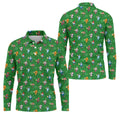 Christmas Characters Golf And Beer Green Men's Funny Golf Shirts, Christmas Golf Shirt, Polo Shirts For Men