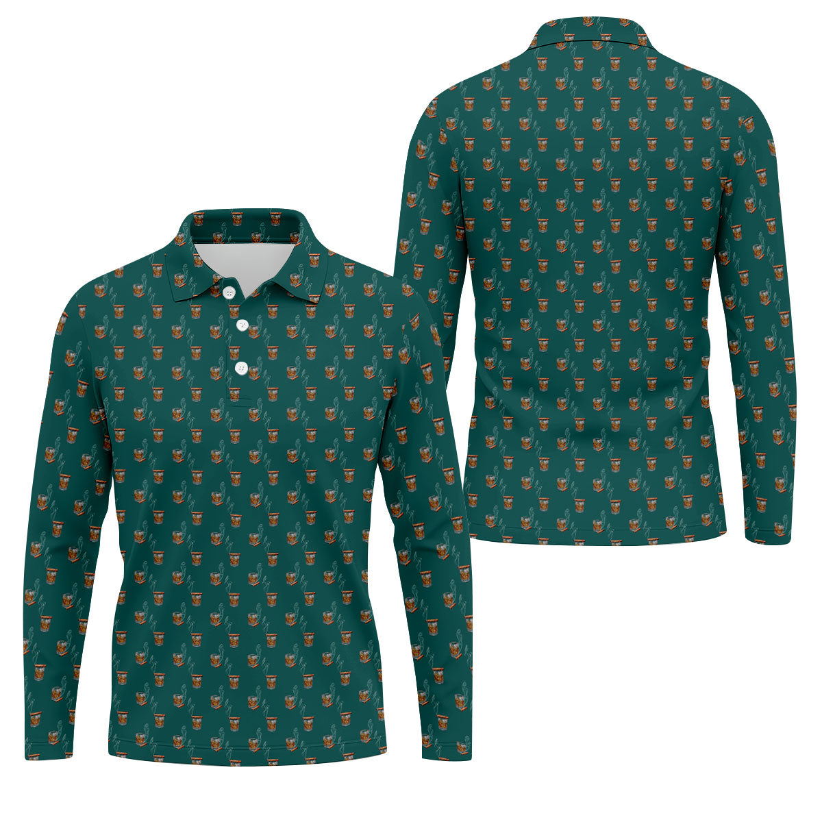 Smoke Whiskey Green Golf Shirt, Golf Whiskey Polo Shirts For Men, Golf Shirts For Men