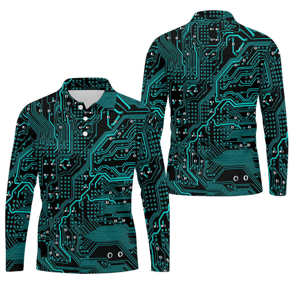 Circuit Board Pattern Hawaiian Golf Shirt, Men's Golf Shirt, Polo Shirts For Men