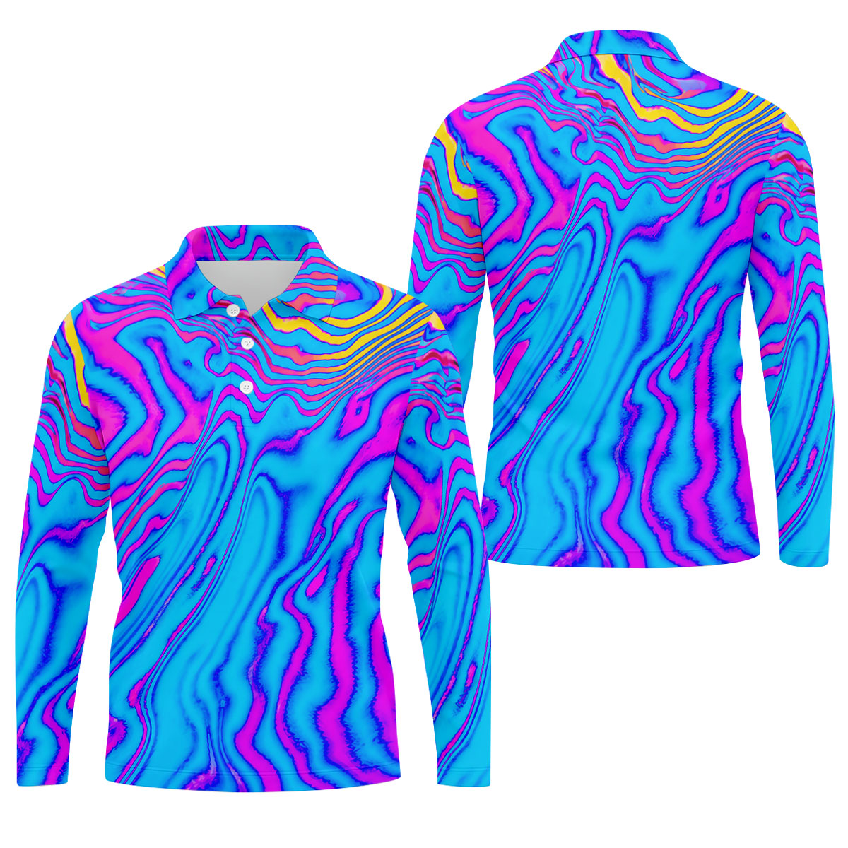 Neon Psychedelic Zebra Pattern Vintage Hawaiian Golf Shirt, Men's Golf Shirt, Polo Shirts For Men