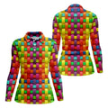 Colorful Interlaced Ribbon Pattern Hawaiian Golf Polo, Golf Tops For Women, Golfing Apparel