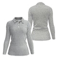 Beige Text Pattern Golf Polo Shirt, Women’s Golf Polo, Printed Golf Shirt