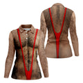 Funny Hairy Chest Red Suspender Golf Shirt, Funny Golf Shirt, Women's Golf Tops, Ladies Golf Shirts