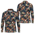 Gothic Floral Clown Doll Mask Hawaiian Polo, Golf Shirt For Men