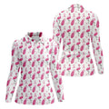 Pink Flamingo Golf Bag Breast Cancer Polo Shirt, Women’s Golf Polo, Ladies Golf Shirts