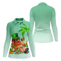 Leprechaun St Patrick's Day Hawaiian Summer Fun Golf Shirt, Golf Shirt For Women, Ladies Golf Shirts