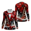 Tuxedo Tree Snowflakes Christmas Golf Shirt, Ladies Golf Shirts, Golf Tops For Women