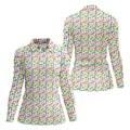 Bunny Hops Seamless Pattern Easter Golf Shirt, Women Golf Top, Fun Women's Golf Shirts, Ladies Golf Shirts