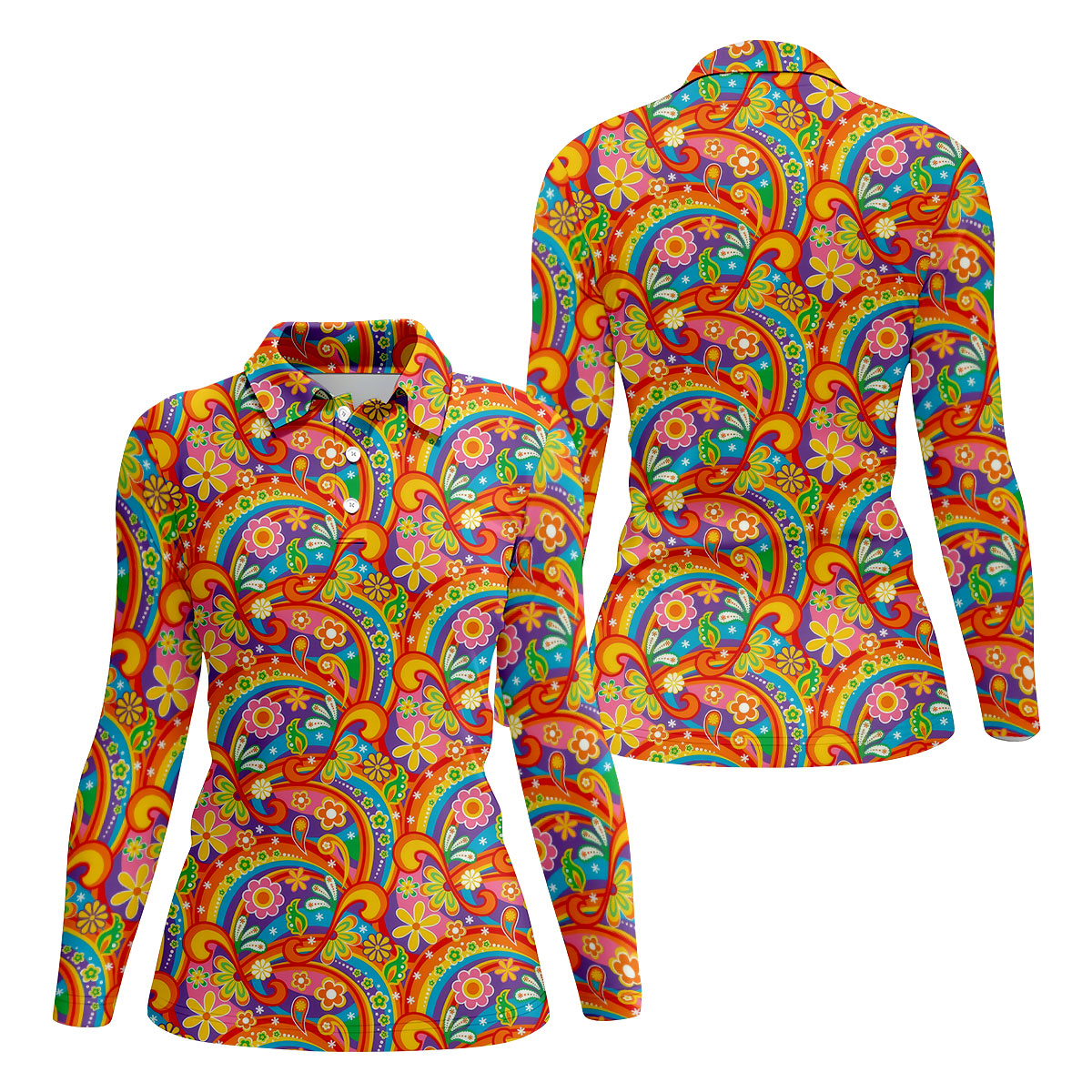 Rainbow Floral LGBT Support Hawaiian Golf Shirt, Retro Golf Shirt, Women's Golf Tops