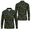 Black Neon Paint Splatter Golf Shirt, Men's Golf Shirt, Golf Apparel For Men
