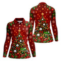 Golf Ball And Club Tree Christmas Golf Shirt, Ladies Golf Shirts, Golf Tops For Women