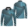 Swirling Vortex Black And Light Blue Golf Shirts For Men, Polo Shirts For Men, Golfing Apparel