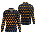 3D Effect Circular Pattern Orange Golf Shirt, Cool Golf Outfit, Men's Funny Golf Shirts, Polo Shirts For Men