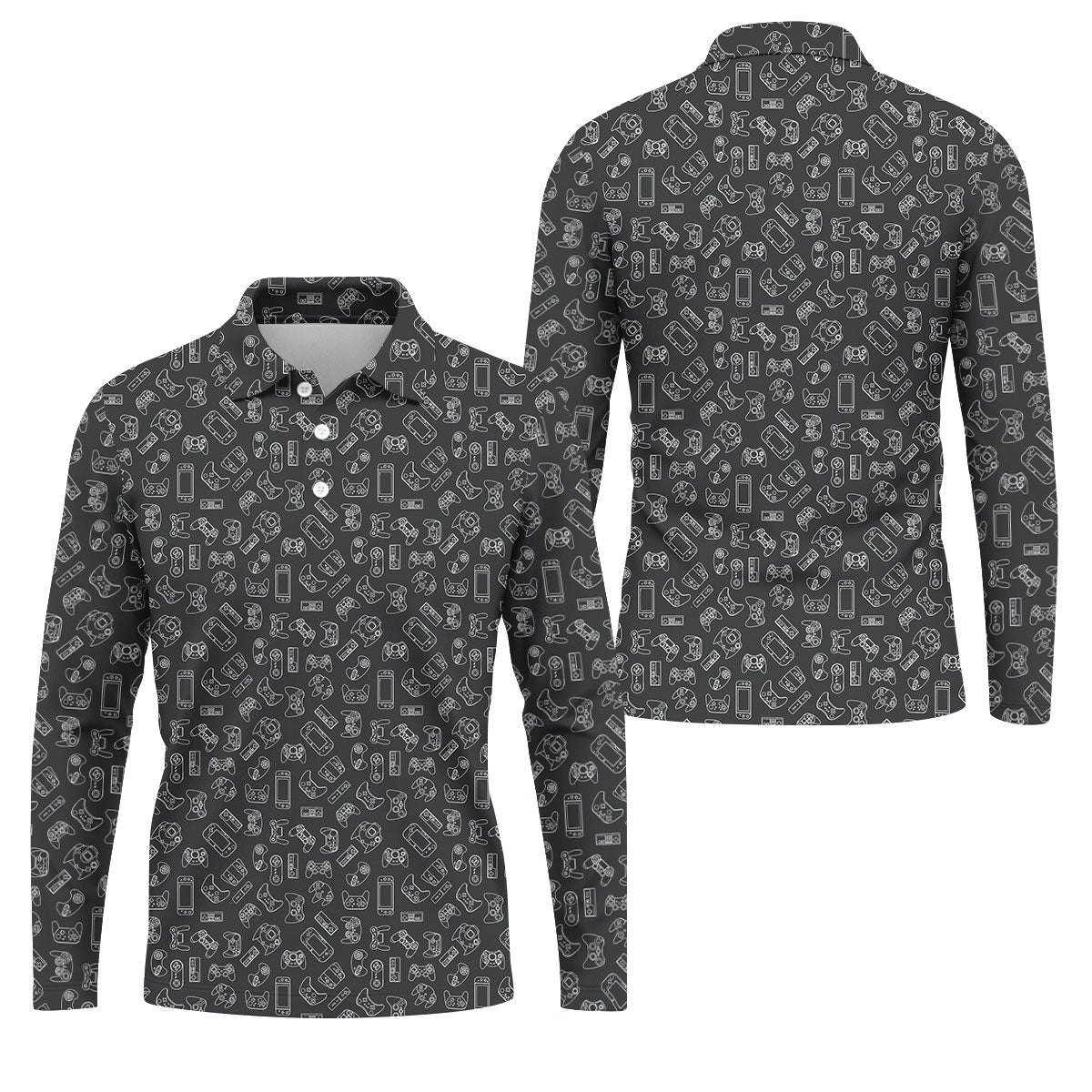 Video Game Controller Seamless Pattern Hawaiian Golf Shirt, Men's Golf Shirt, Polo Shirts For Men