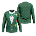 St Patrick's Day Green Shamrock Suit Whiskey Golf Print Golf Shirt, Polo Shirts For Men, Golf Shirts For Men