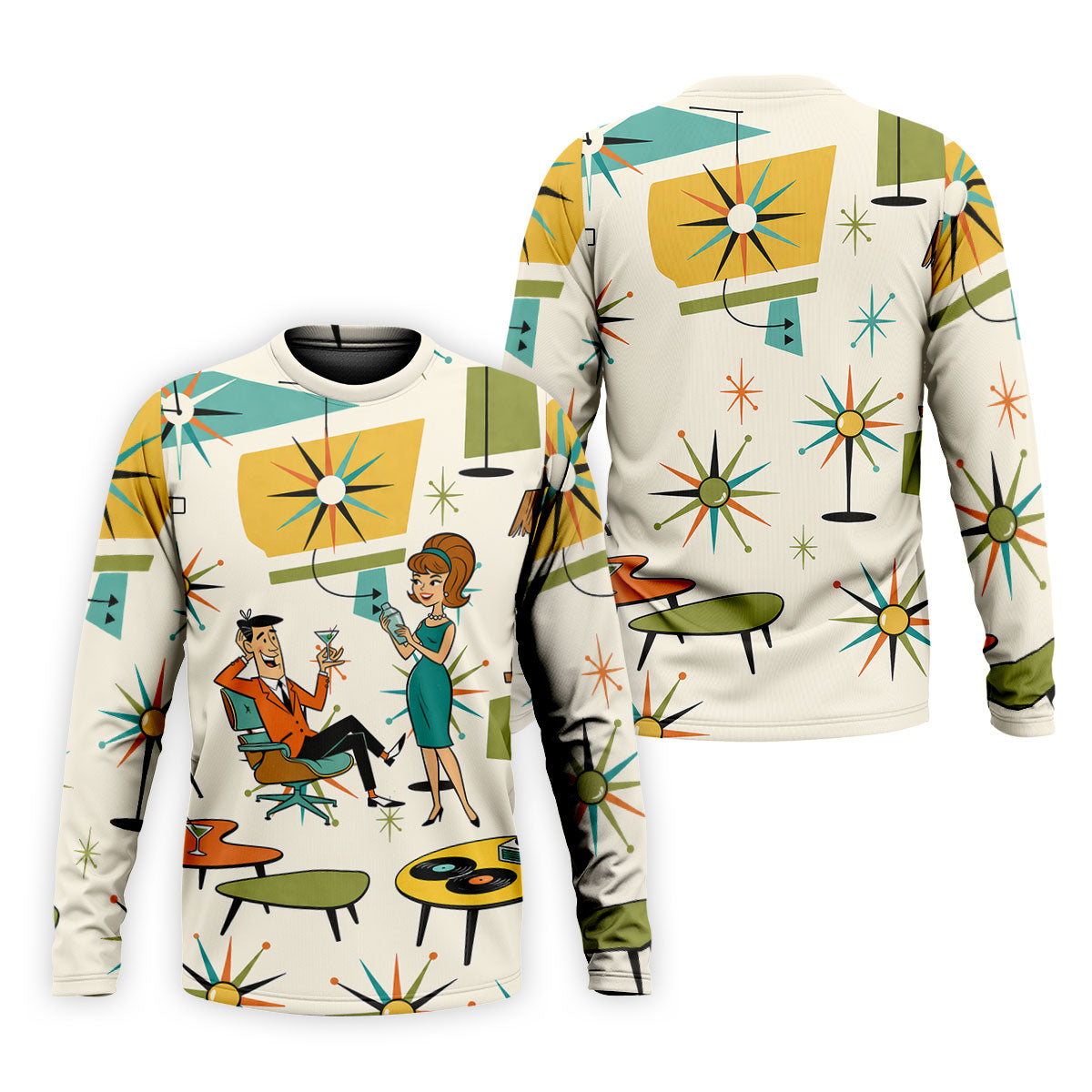 Atomic Cocktail Lounge Retro Hawaiian Golf Shirt, Men's Golf Shirt, Polo Shirts For Men