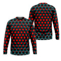 3D Effect Circular Pattern Red Golf Shirt, Cool Golf Outfit, Men's Funny Golf Shirts, Polo Shirts For Men