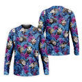 Funny Opossum Blue Purple Hawaiian Golf Shirt, Tropical Theme Golf Shirts For Men