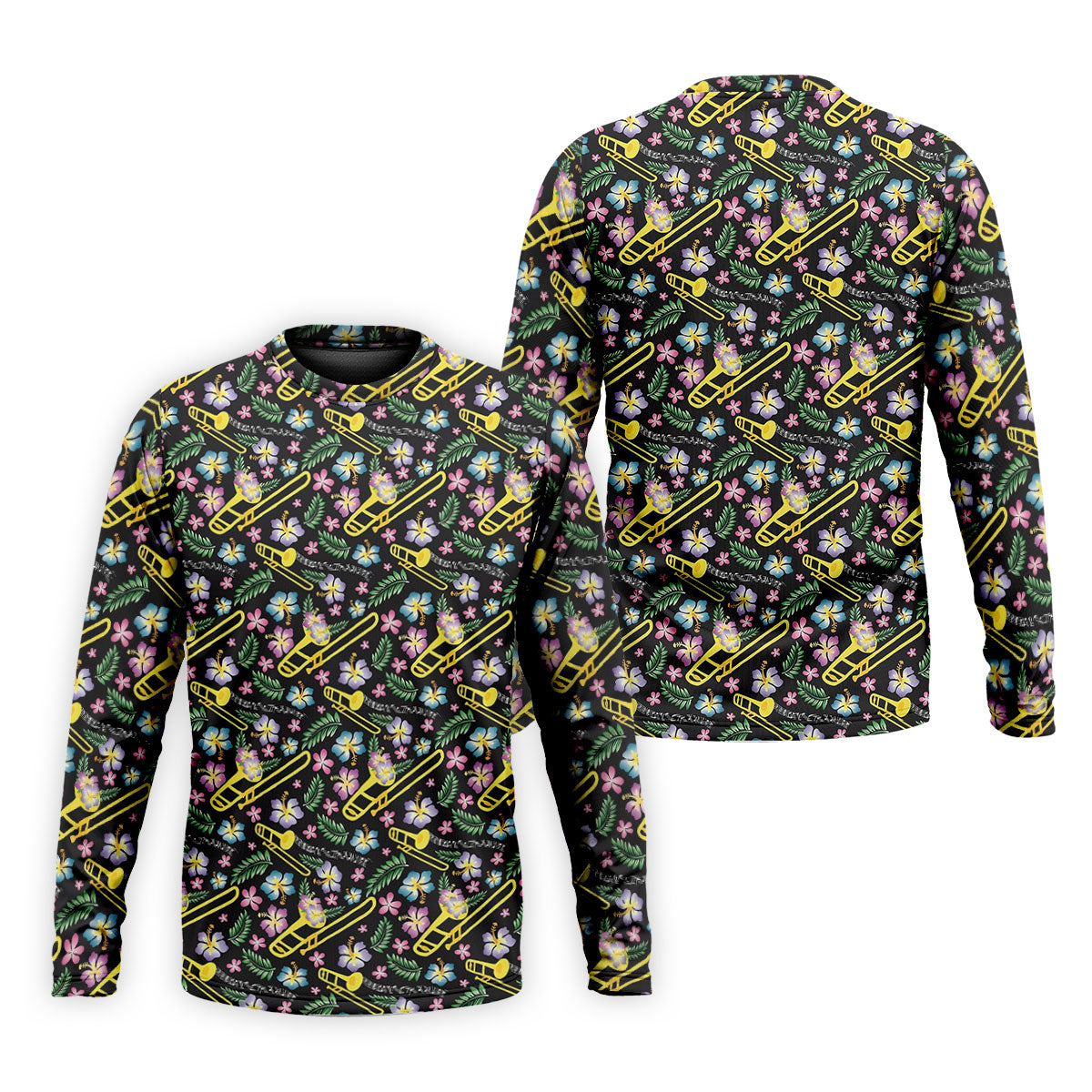 Trombones Floral Tropical Vibe Golf Tops For Men, Polo Shirts For Men, Golf Shirts For Men