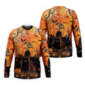 Spooky Black Cat Halloween Golf Polo Shirt, Men's Golf Shirts, Hawaiian Golf Shirt