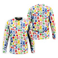 Autism Ribbon Colorful Puzzle Pieces Handprints Golf Tops For Men, Polo Shirts For Men, Golf Shirts For Men
