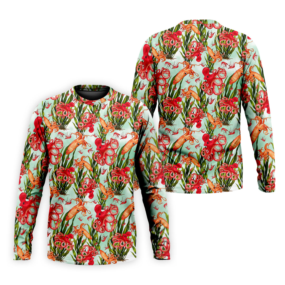 Tropical Cephalopods Among Seaweed  Hawaiian Golf Polo, Golf Tops For Men, Golfing Apparel