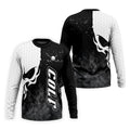Monochrome Skull Golf Ball Graphic Golf Shirt, Mens Golf Polo, Printed Golf Shirts