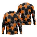 Black Cat Pumpkin Halloween Golf Polo Shirt, Mens Golf Apparel, Golf Shirts For Men