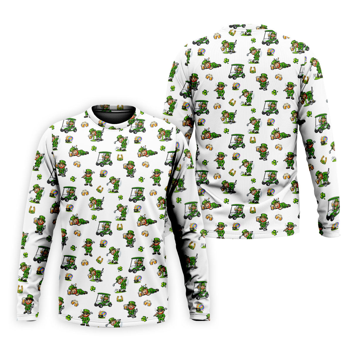 St Patrick's Day Leprechaun Golf And Beer Golf Pose Shamrock Golf Shirt, Golf Shirts For Men