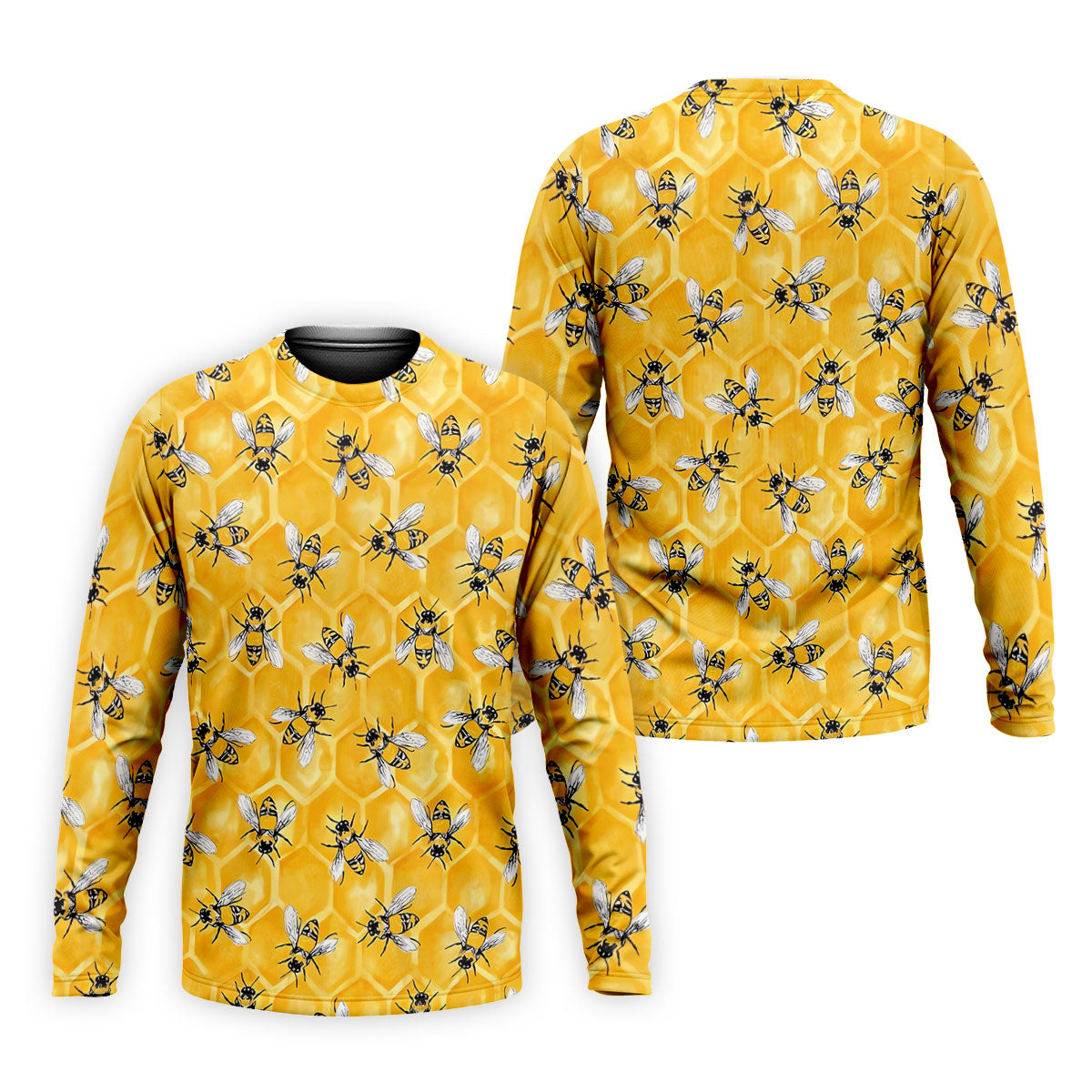 Realistic Flying Bees on Golden Honeycomb Hawaiian Golf Polo, Golf Tops For Men, Golfing Apparel