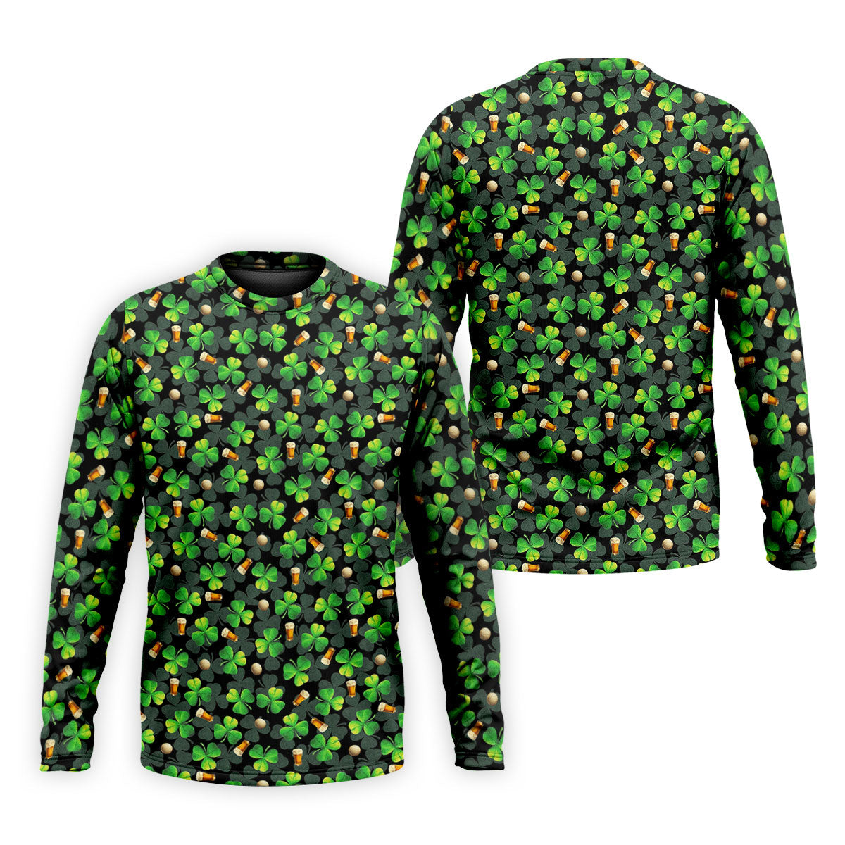 St Patrick's Day Beer Golf Ball Pattern Shamrock Golf Shirt, Polo Shirts For Men, Golf Shirts For Men