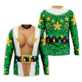 Green Santa Gold Stars Christmas Golf Shirt, Mens Golf Shirts, Mens Polo Shirts