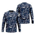Line-art Sketches Sci-Fi Spacecraft Dark Navy Golf Shirts For Men, Polo Shirts For Men, Golfing Apparel