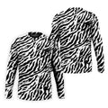 Zebra Print Golf Shirt, Black White Animal Pattern Men's Golf Polo, Polo Shirts For Men