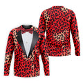 Red Leopard Funny Costume Hawaiian Golf Shirt, Polo Shirts For Men, Golf Shirts For Men