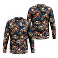 Gothic Floral Clown Doll Mask Hawaiian Polo, Golf Shirt For Men