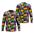 Tropical Sugar Skull Floral Golf Polo Shirt, Golf Shirts For Men, Printed Golf Shirts