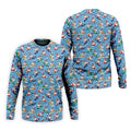 Surfing Santa Christmas Ocean Pattern Polo Shirt, Mens Golf Polo, Christmas Golf Shirt