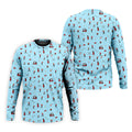 Blue Golf Player Pattern Polo Shirt, Golf Polo Shirts For Men, Printed Golf Shirts
