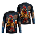 Rooster Beer USA Patriotic Hawaiian Golf Shirt, 250th Anniversary Tropical Vibe Men's Golf Shirt