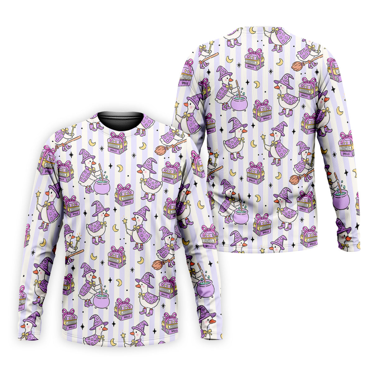 Halloween Witch Goose Purple Pastel Fun Golf Shirts For Men, Polo Shirts For Men, Golfing Apparel