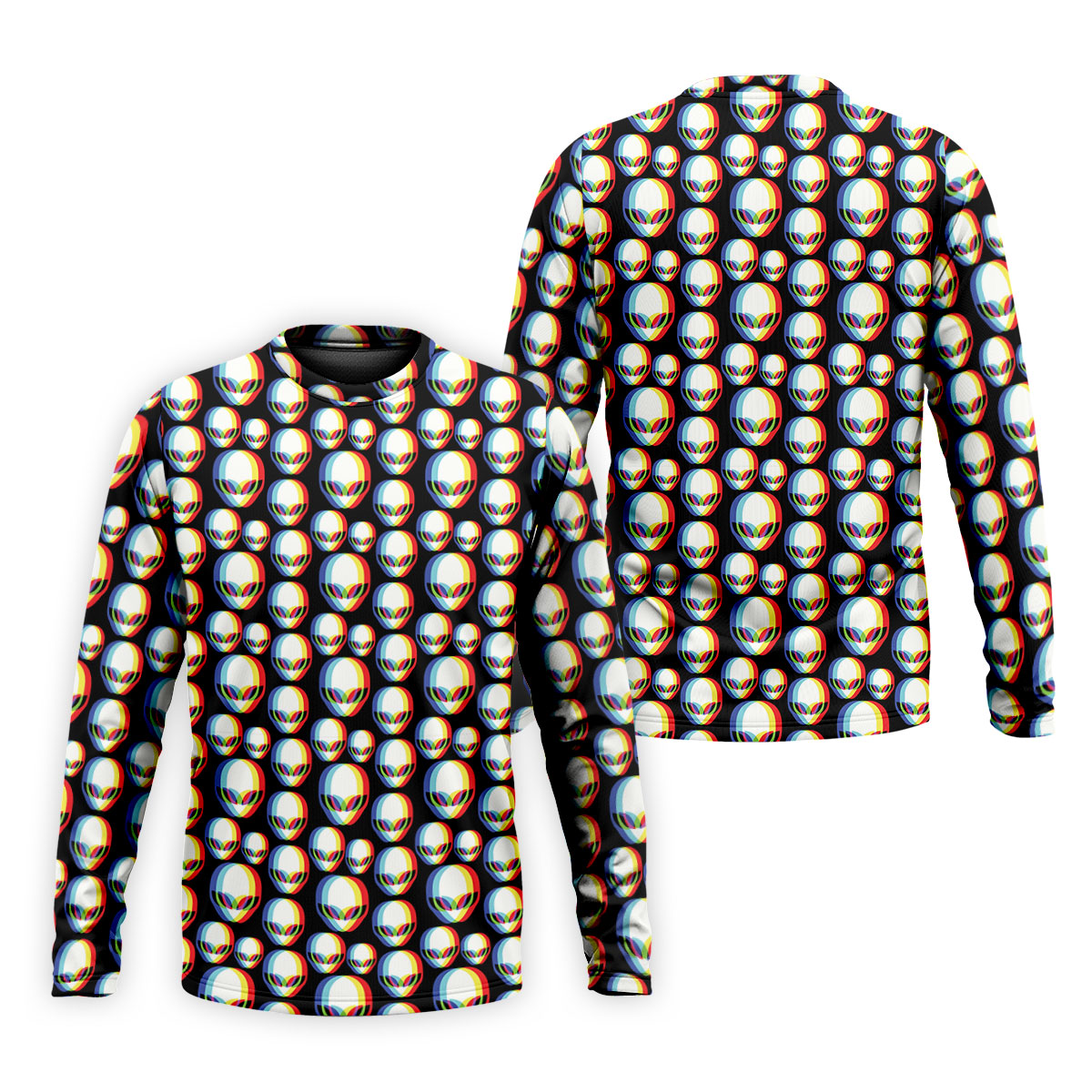 Retro Alien Head Pattern Golf Shirt, Men’s Golf Shirt, Golf Polo Shirts For Men