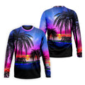 Palm Tree Beach Sunset Golf Shirt, Mens Golf Polo, Printed Golf Shirts, Golf Apparel For Men
